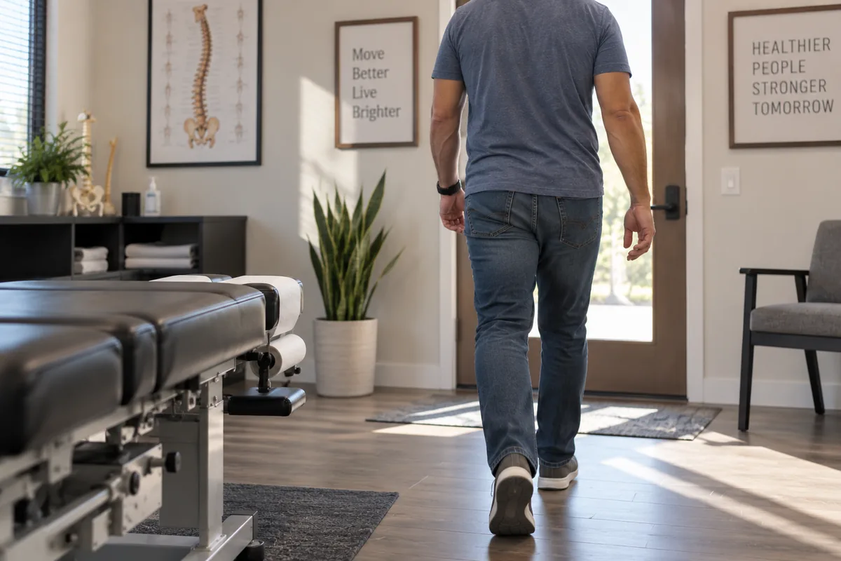 Patient walking comfortably after lower back pain treatment at Sunnyvale chiropractic clinic