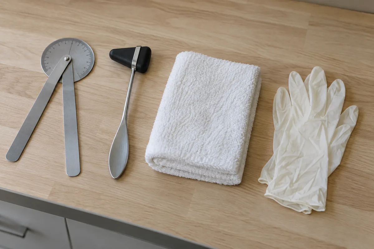 Diagnostic tools including goniometer and reflex hammer used in Sunnyvale pain treatment